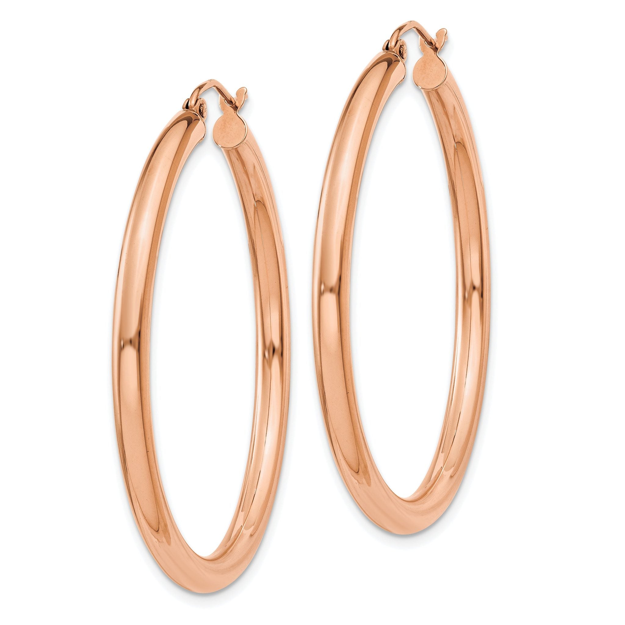 Sophia Jewelers 14K Rose Gold Polished Lightweight Hoop Earrings Secondary image