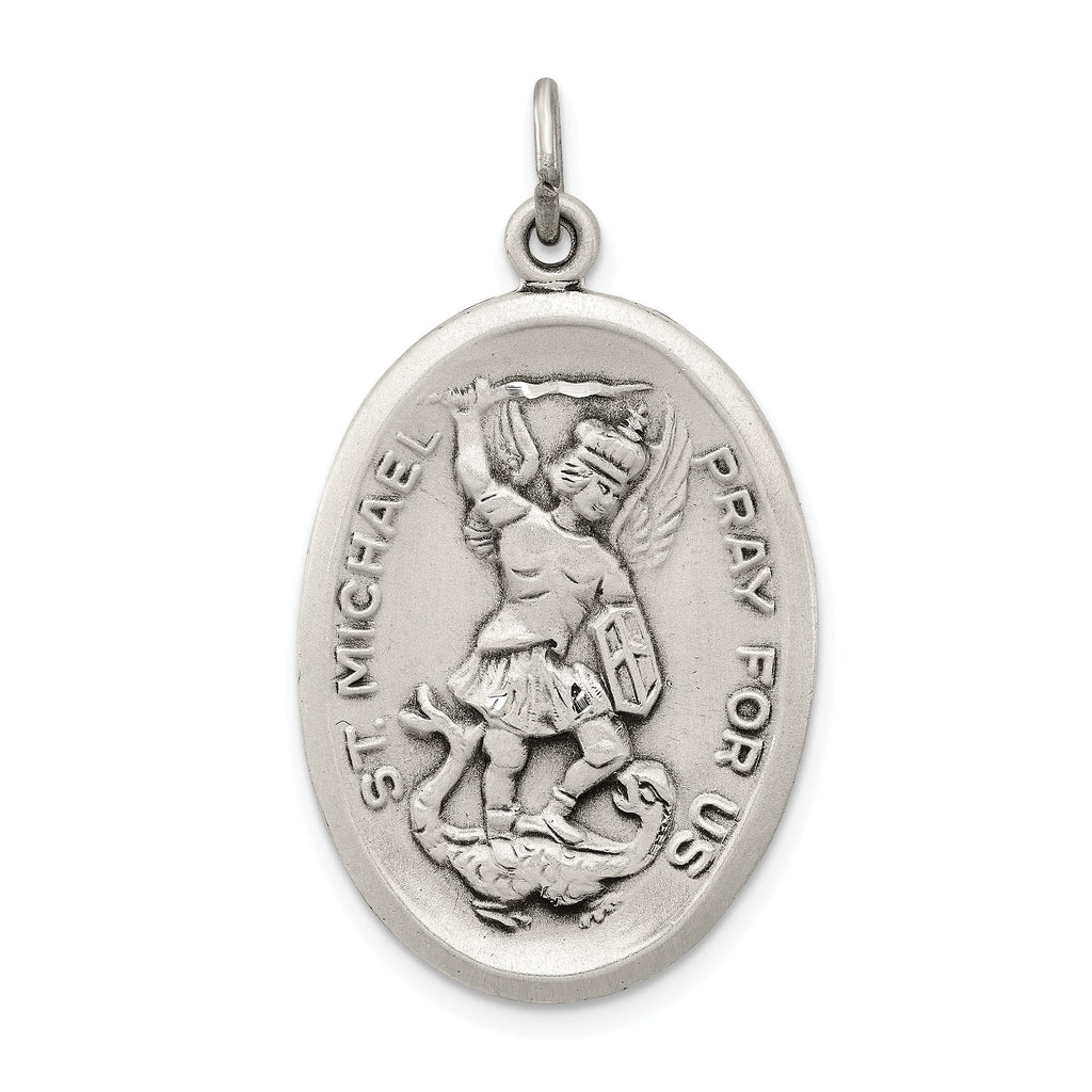 Antiqued 925 Sterling Silver Reversible St. Michael Pendant