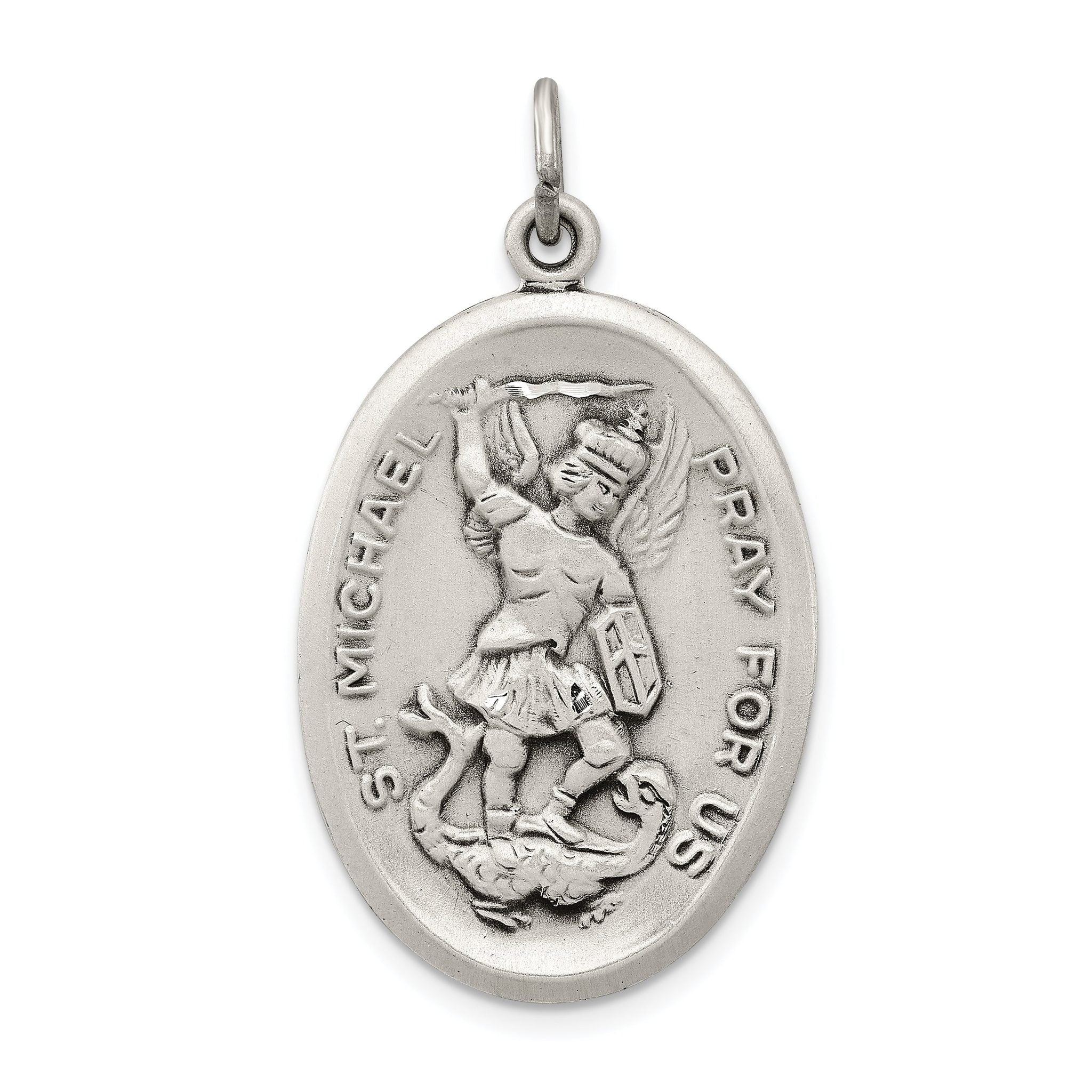 Antiqued 925 Sterling Silver Reversible St. Michael Pendant