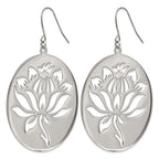 Stainless Steel Polished Flower Drop Dangle Earrings for Women