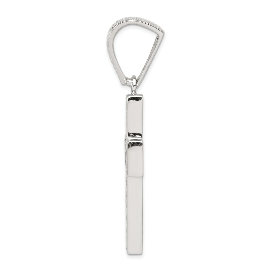 Sophia Jewelers Sterling Silver CZ Cross Pendant with Polished Rhodium Finish