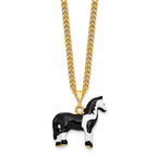 Luxury Giftware by Jere Pewter Bejeweled Crystals Gold-tone Enameled ALPHA Paint Horse Trinket Box with Matching 18 Inch Necklace