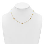 14k Polished Stars in Circle with Diamond-cut Beads 7-Station 16.75 inch Necklace