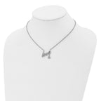 Polished & Textured LOVE Necklace in Stainless Steel