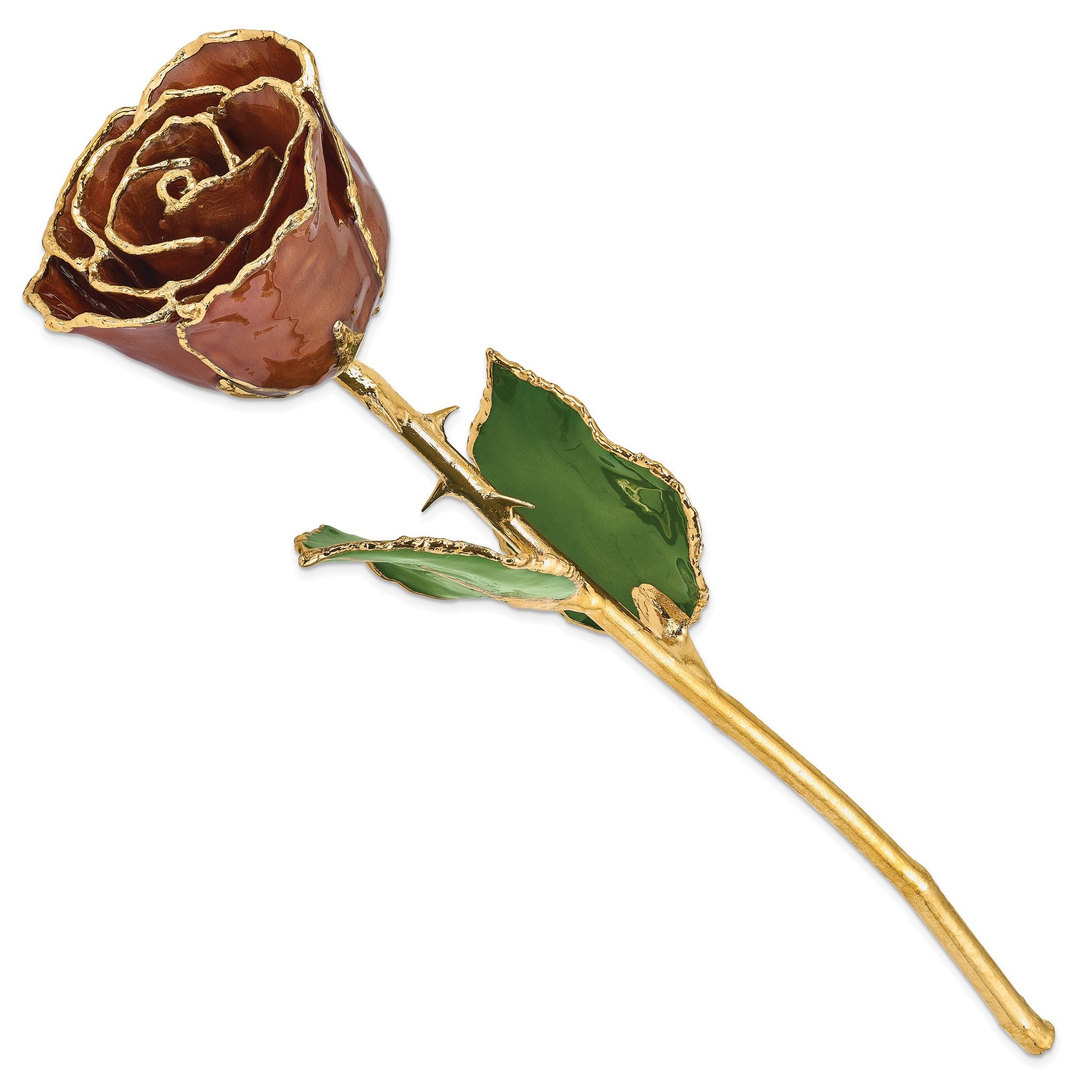 Lacquer Dipped Gold Trimmed Cinnamon Pearl Real Rose Secondary image