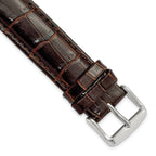 Crocodile-Grain Chronograph Watch Band in Dark Brown Leather, 16mm