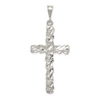 Sterling Silver 925 Diamond-Cut Cross Pendant with Polished Anti-Tarnish Finish