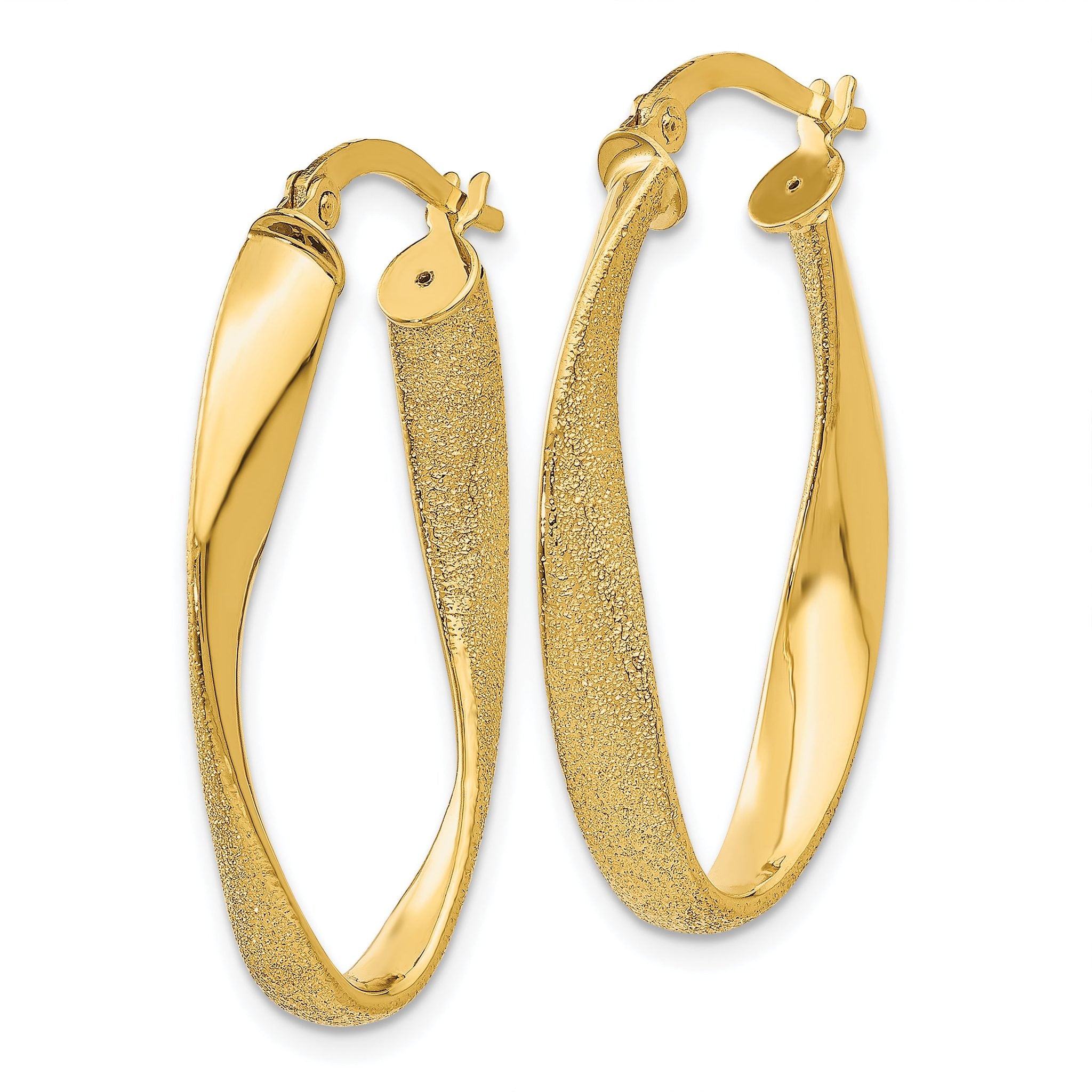 14ky Oval Twist Hoop Earrings Secondary image
