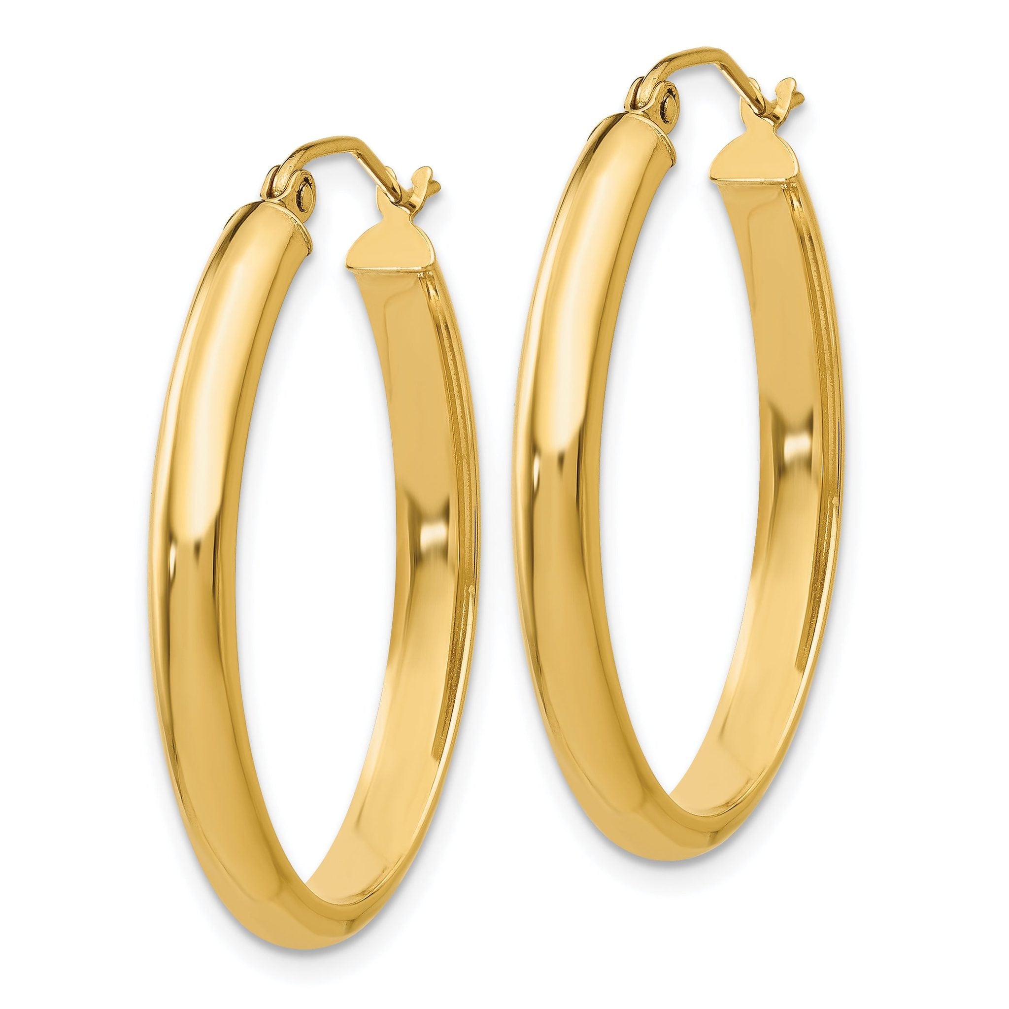 14k Polished 3.5mm Oval Hoop Earrings Secondary image