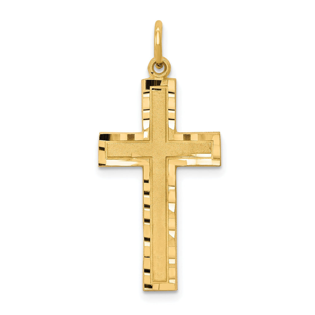 10K Gold Polished Cross Charm with Solid Design  32mm