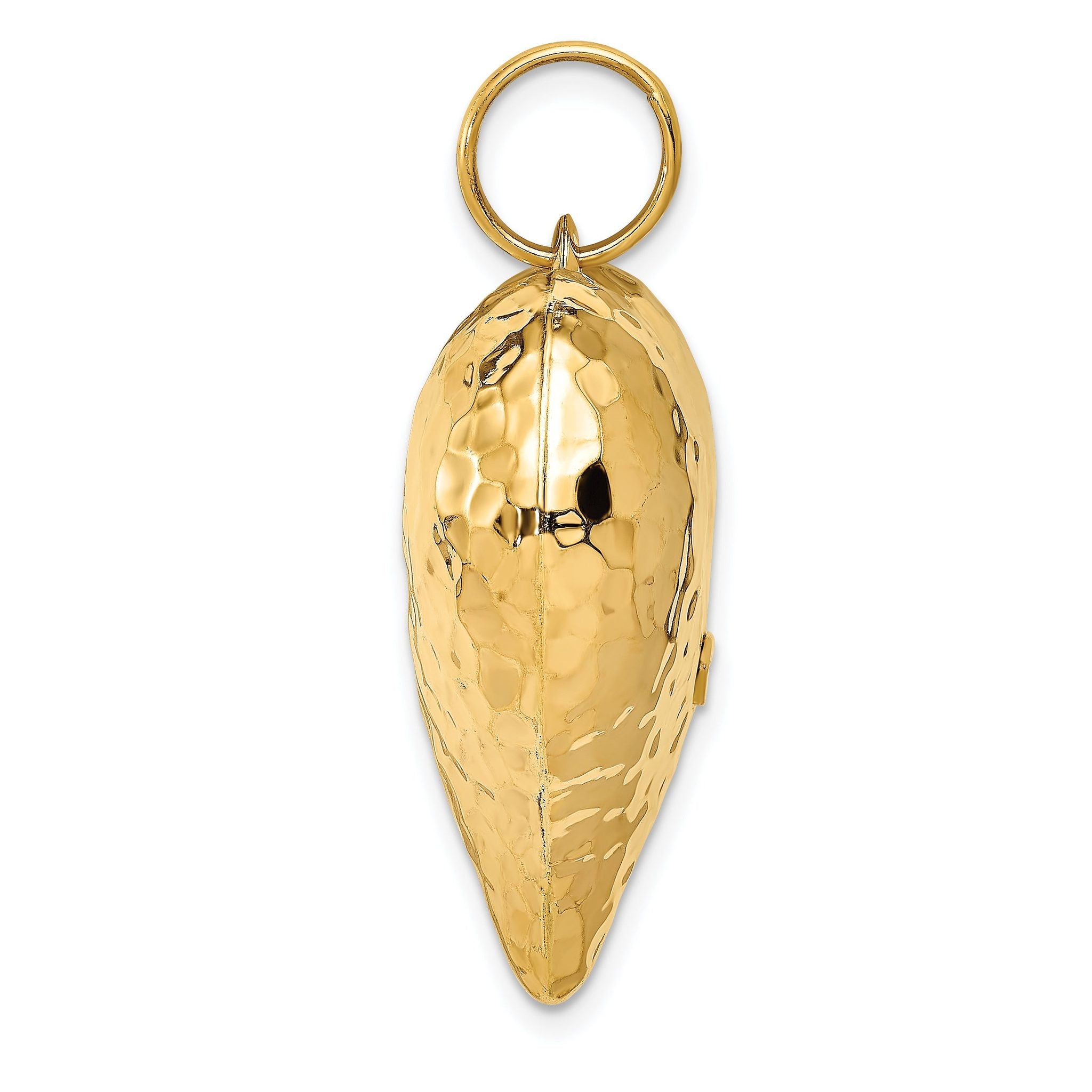 14K Gold 3D Heart Pendant with Polished & Hammered Finish Secondary image