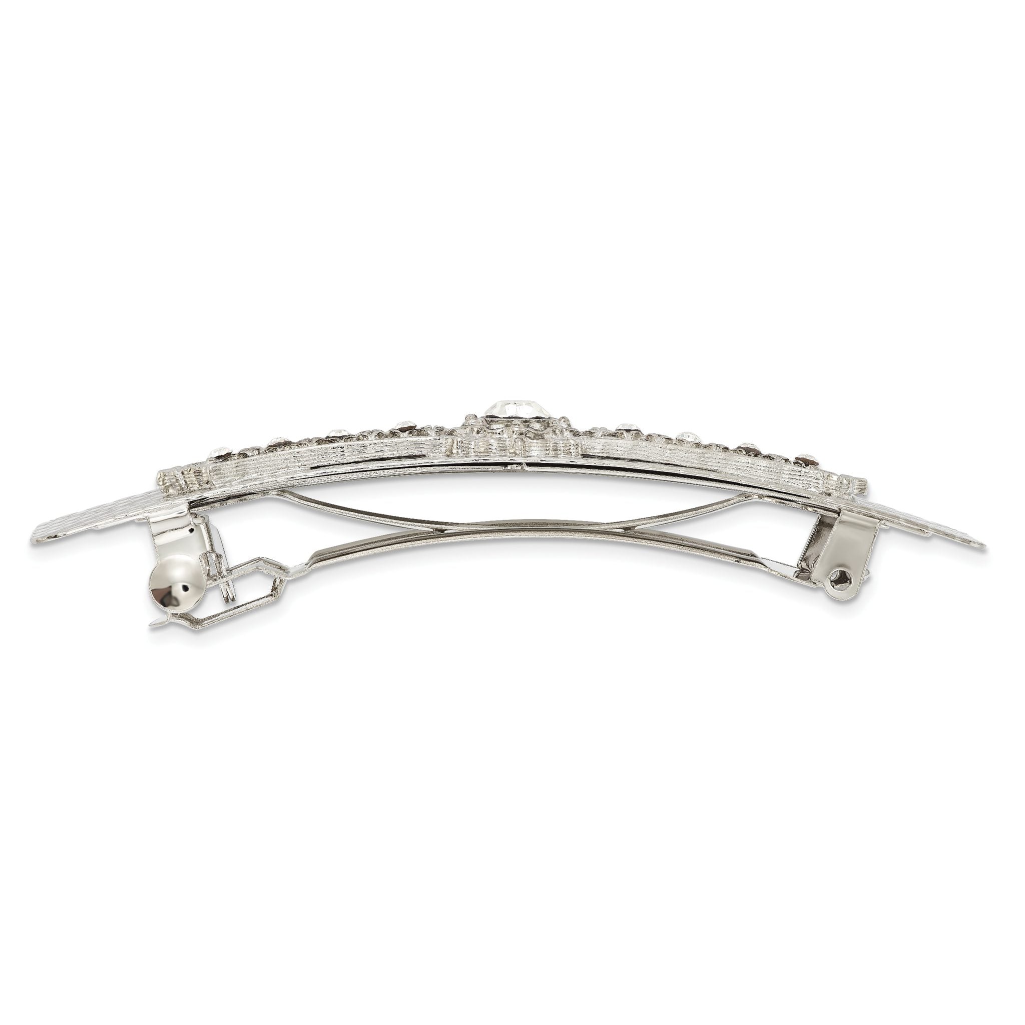 1928 Jewelry Silver-tone Ornate Clear Crystal Hair Barrette