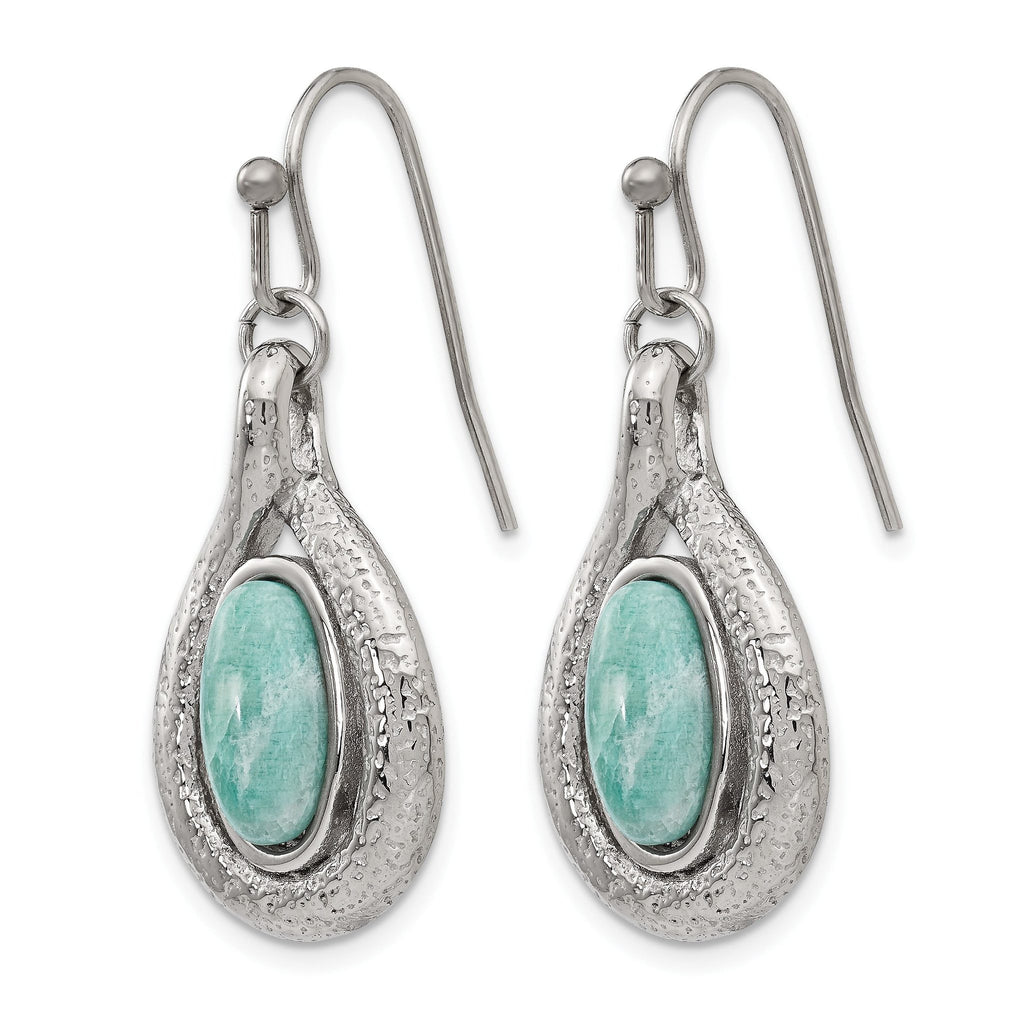 Stainless Steel Polished Textured Drop Dangle Earrings for Women