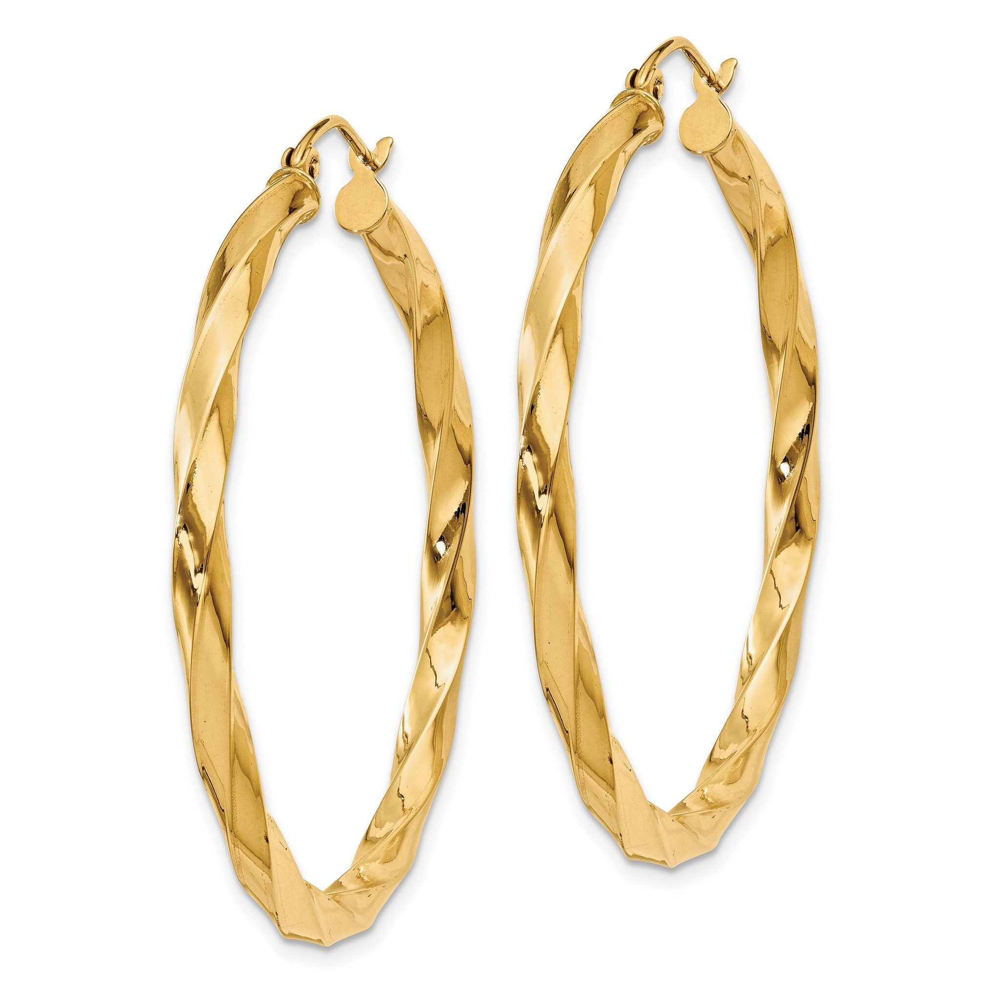 14k Polished 3mm Twisted Hoop Earrings Secondary image