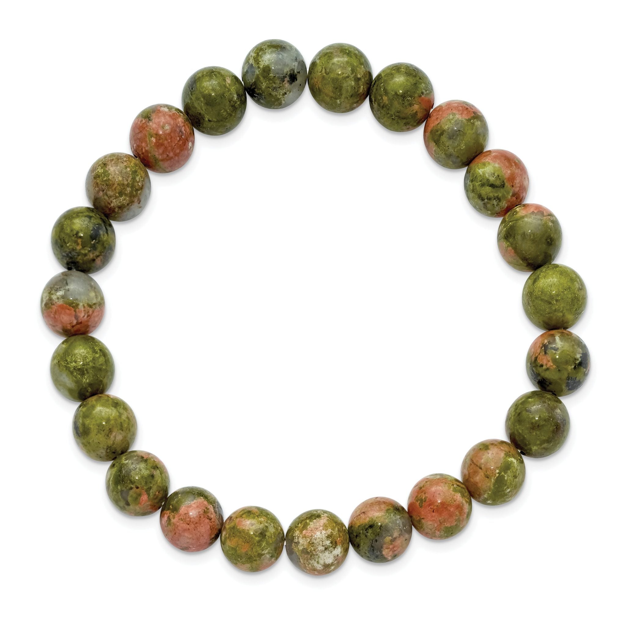 8mm Unakite Agate Beaded Stretch Bracelet Secondary image