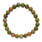 8mm Unakite Agate Beaded Stretch Bracelet