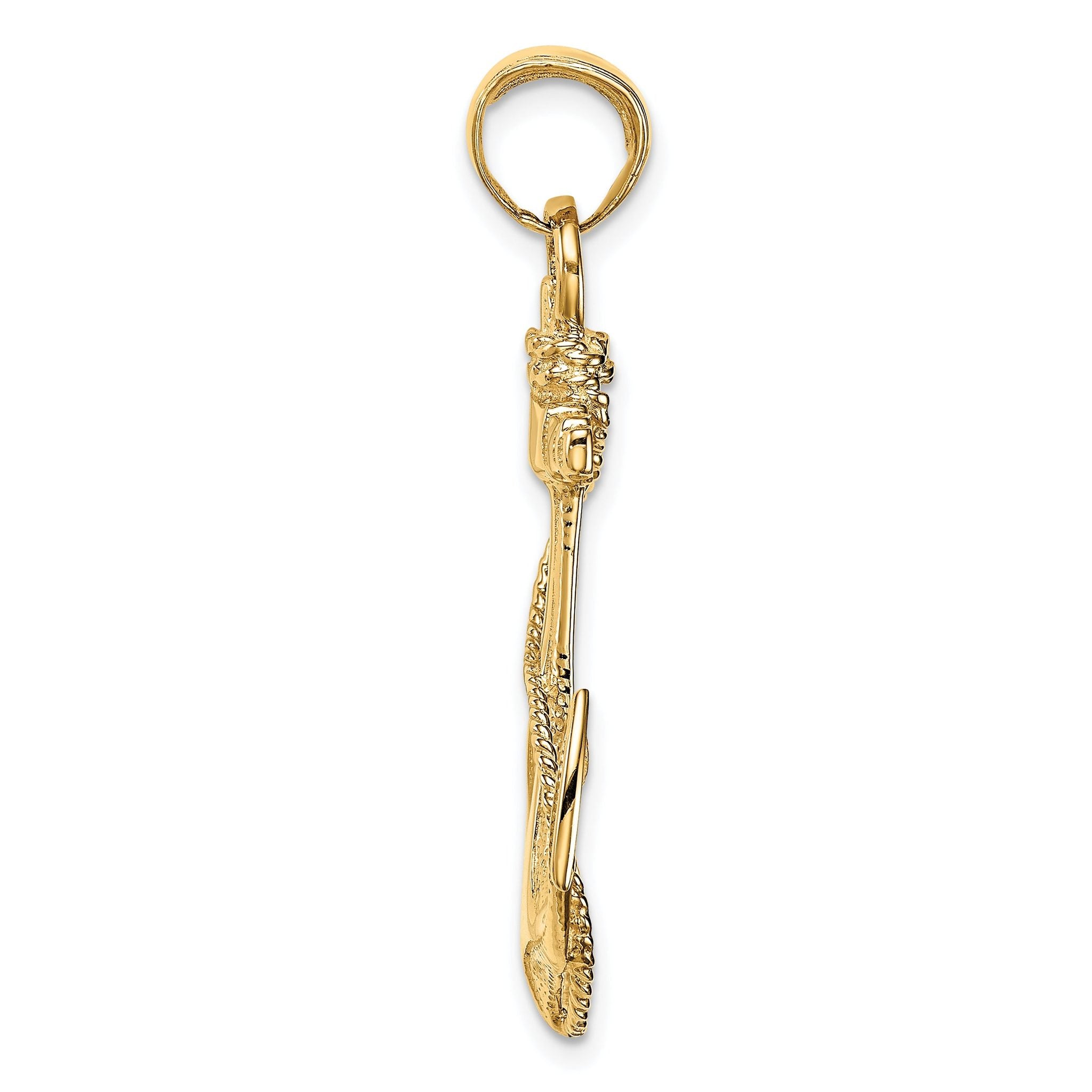 14K Gold Anchor with Rope Pendant Men's Nautical Themed, Solid, 41mm Secondary image