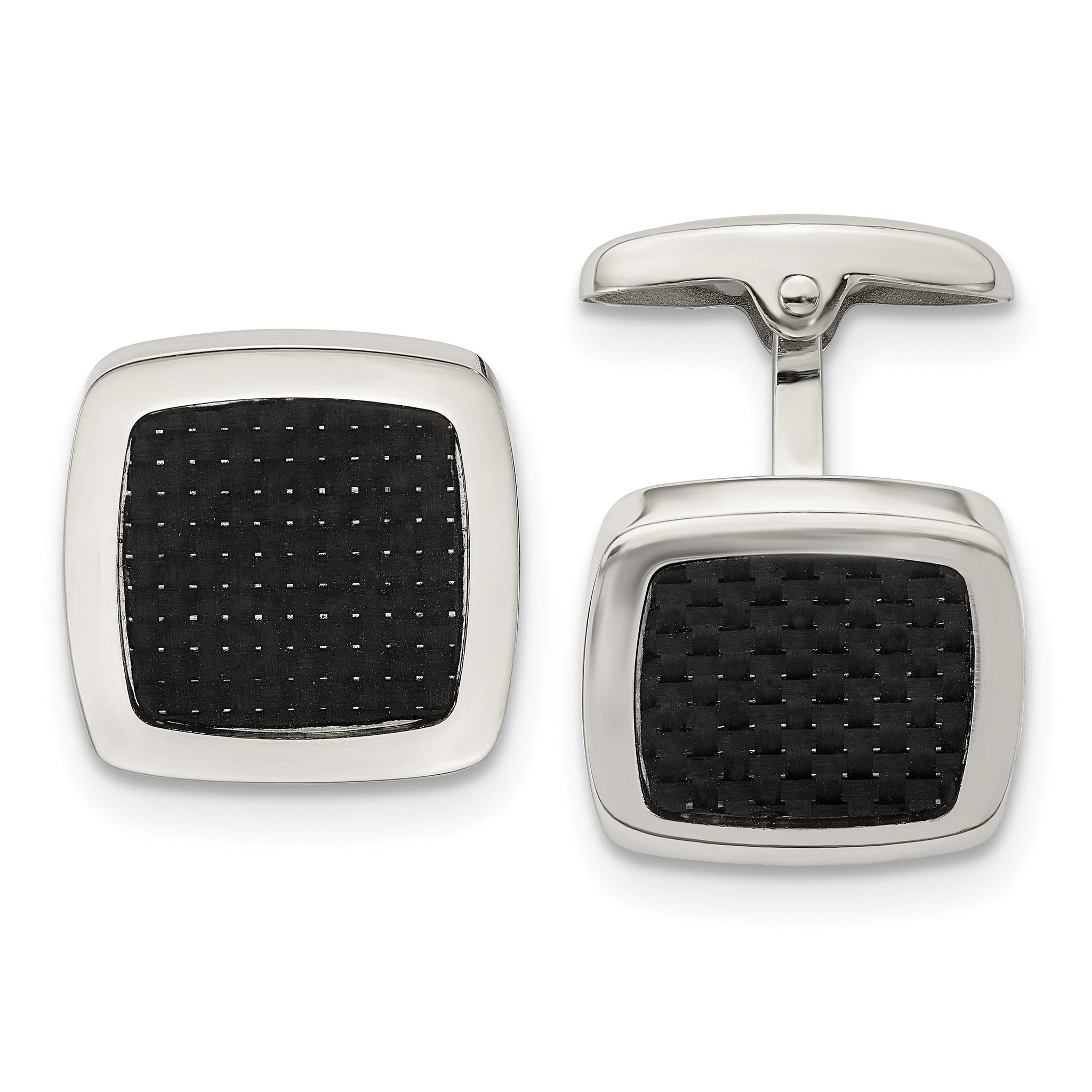 Stainless Steel Black Carbon Fiber Cuff Links Main image