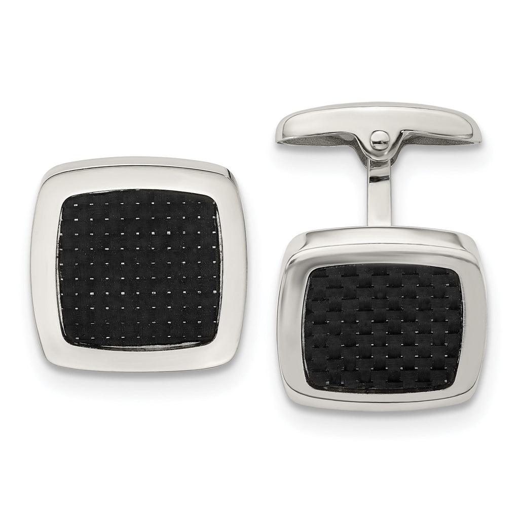 Stainless Steel Black Carbon Fiber Cuff Links