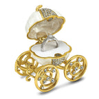 Luxury Giftware Pewter Bejeweled Crystals Gold-tone Enameled AFTER MIDNIGHT Pumpkin Coach Trinket Box with Matching 18 Inch Necklace