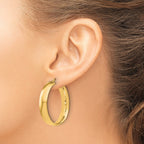 Sterling Silver Gold-Tone Polished Hinged Hoop Earrings