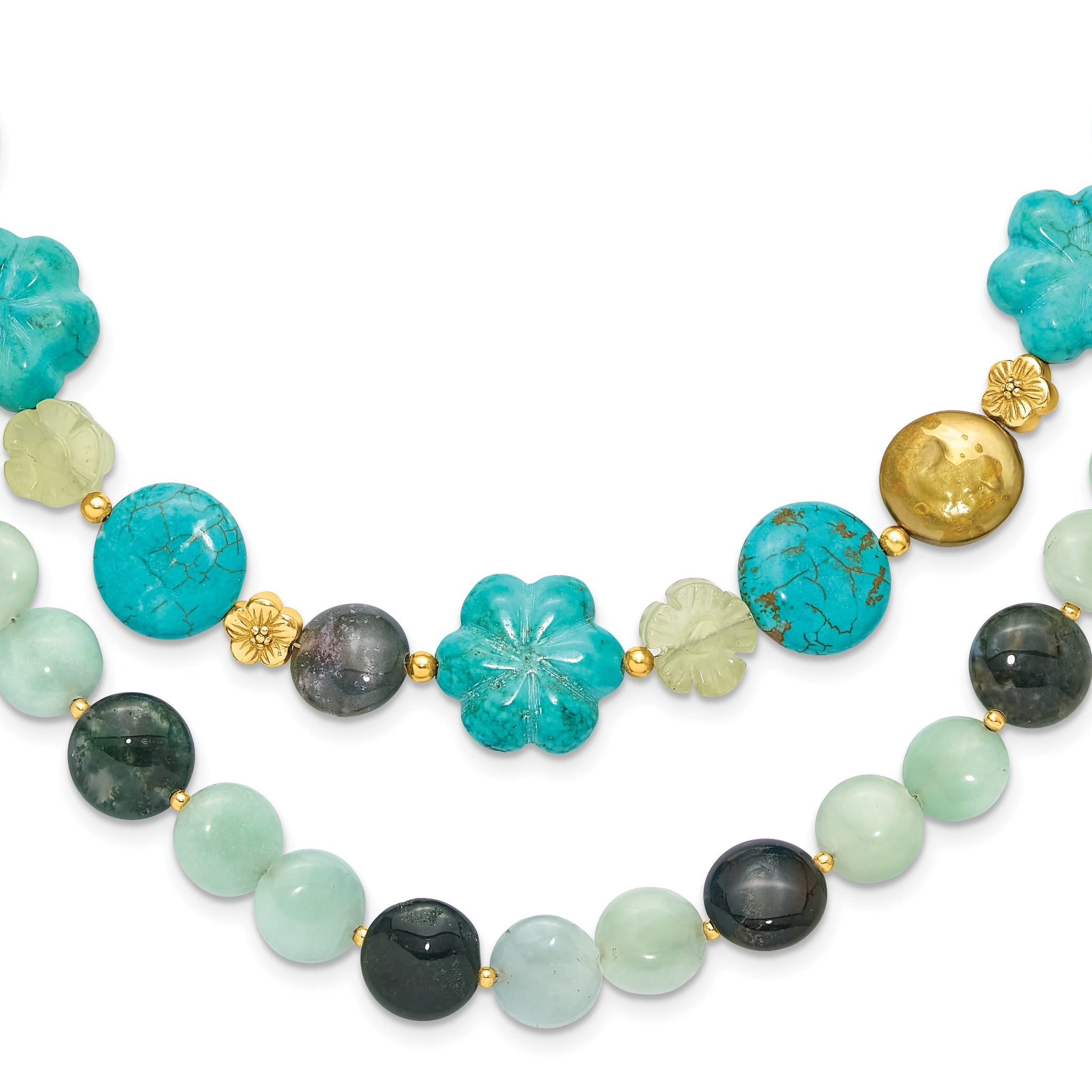 Sterling Silver Gold-plated Multi Stone Adj. 17in or 40in Necklace Secondary image