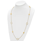 14K Polished and Scratch-finish Beaded Necklace