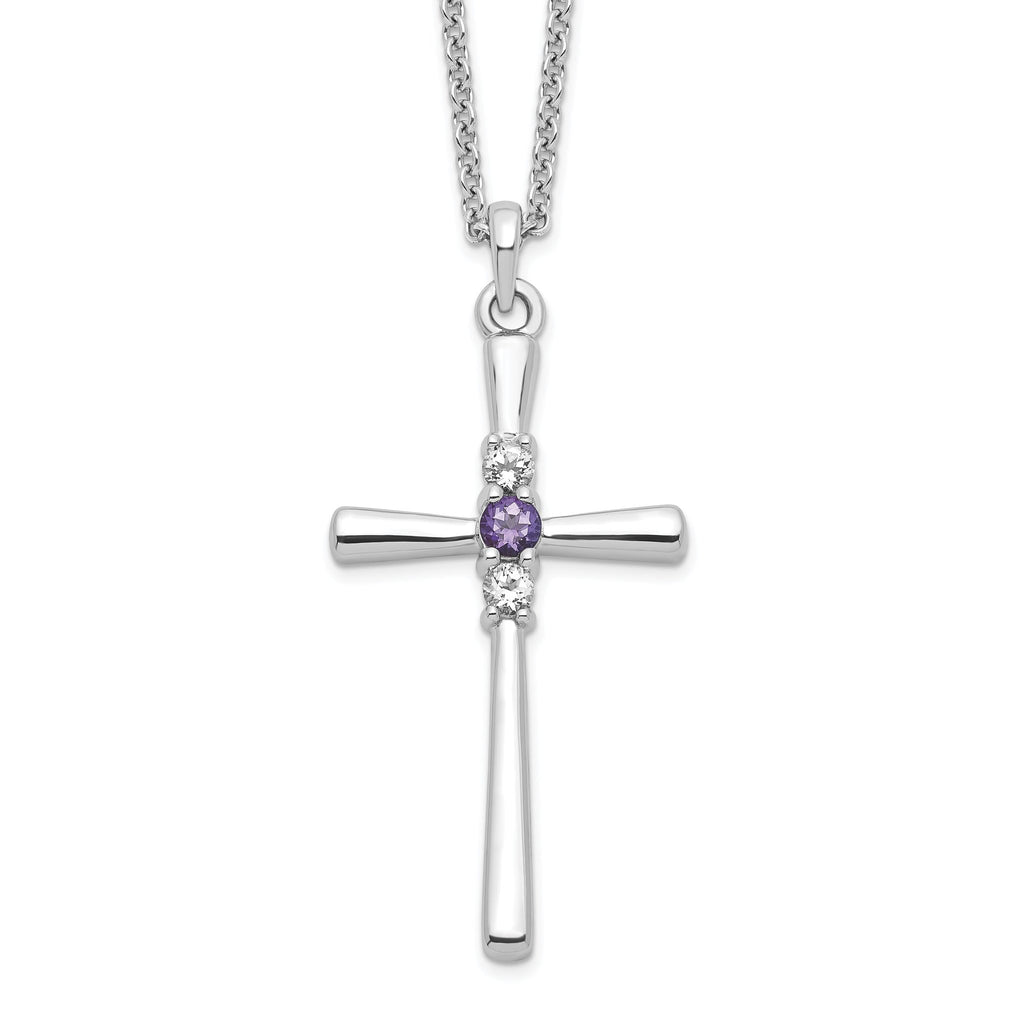 Sophia Jewelers Sterling Silver Faith Cross Necklace with Crystal Topaz