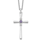Sophia Jewelers Sterling Silver Faith Cross Necklace with Crystal Topaz