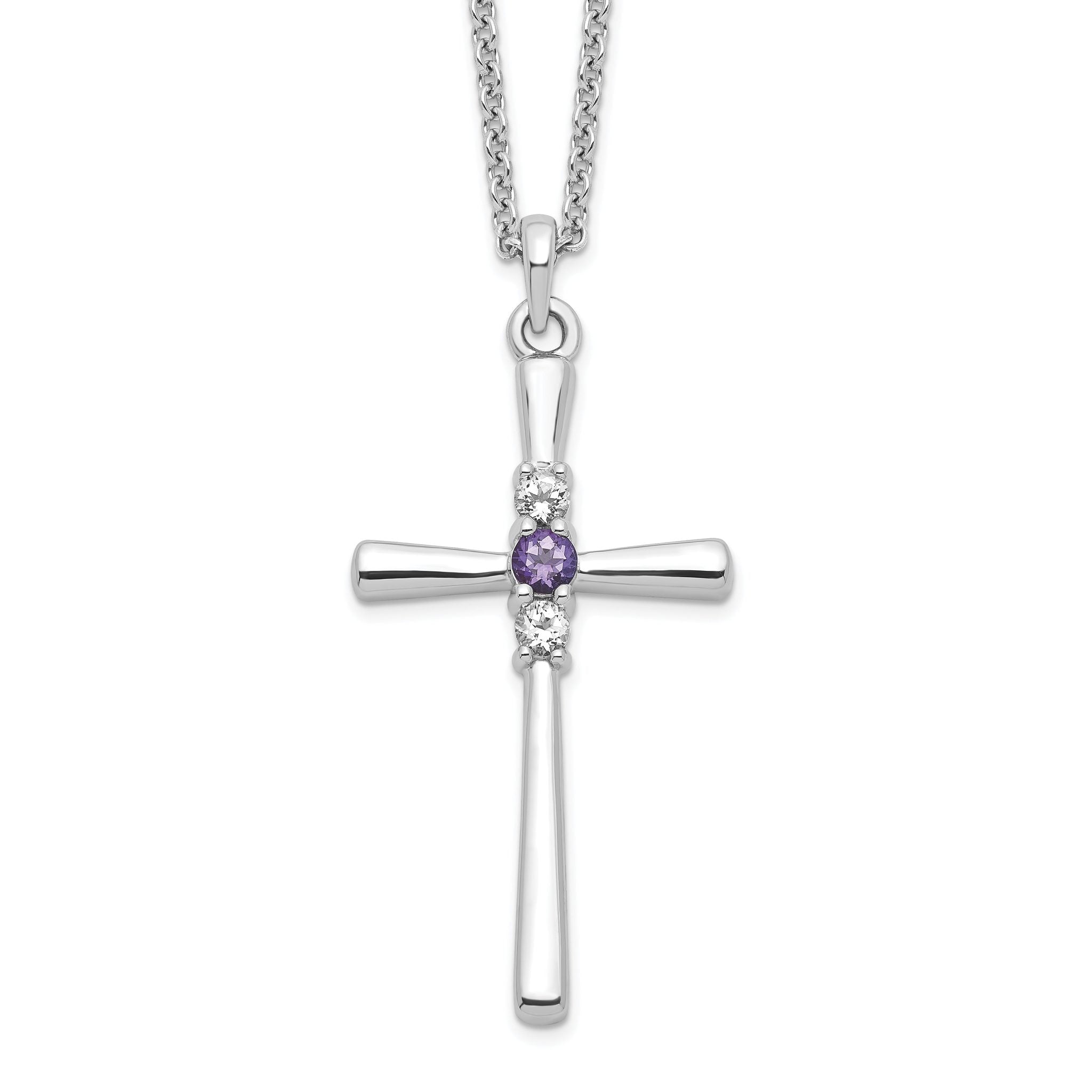 Sophia Jewelers Sterling Silver Faith Cross Necklace with Crystal Topaz