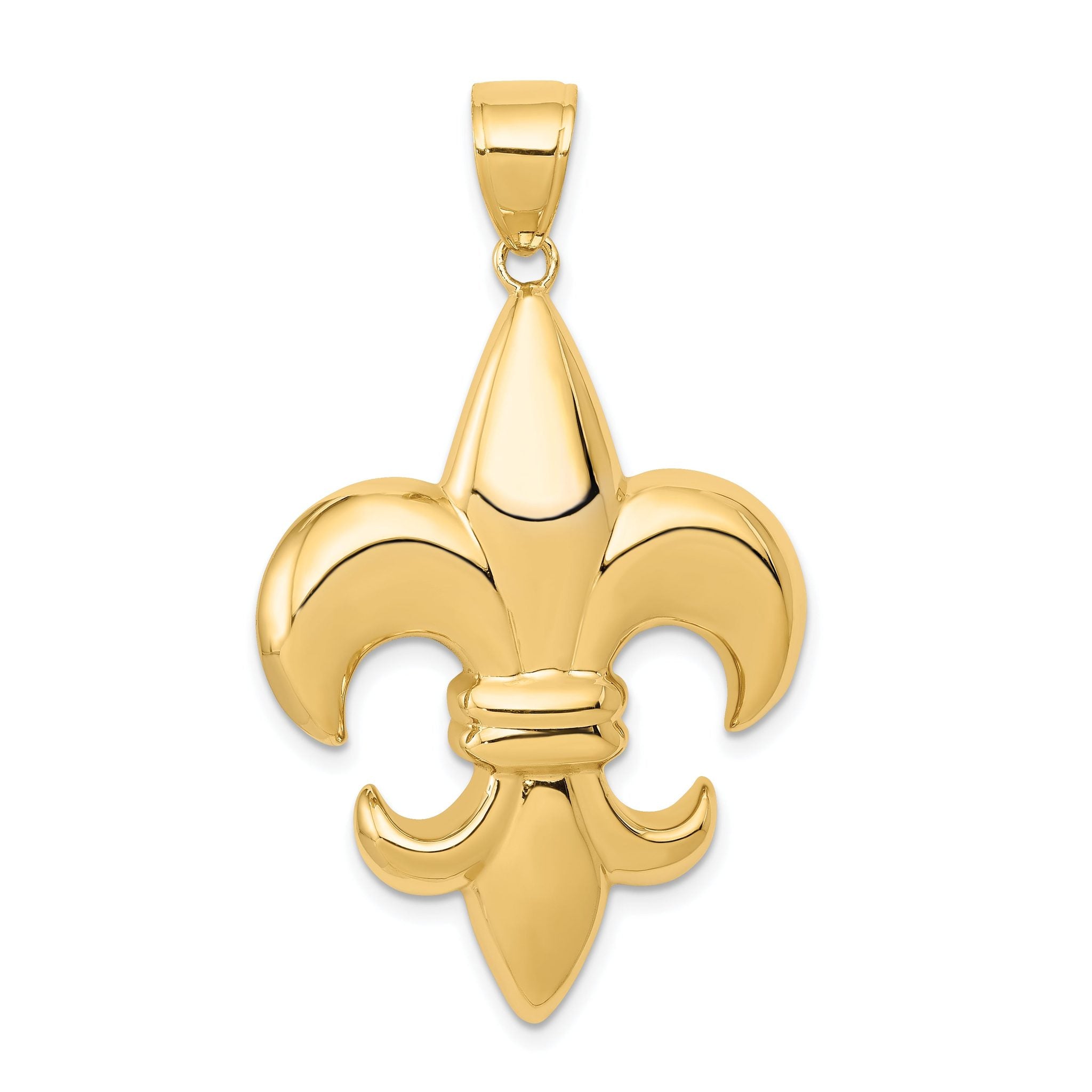 14K Gold Fleur-De-Lis Pendant with Polished Finish  Elegant and Solid Design Main image
