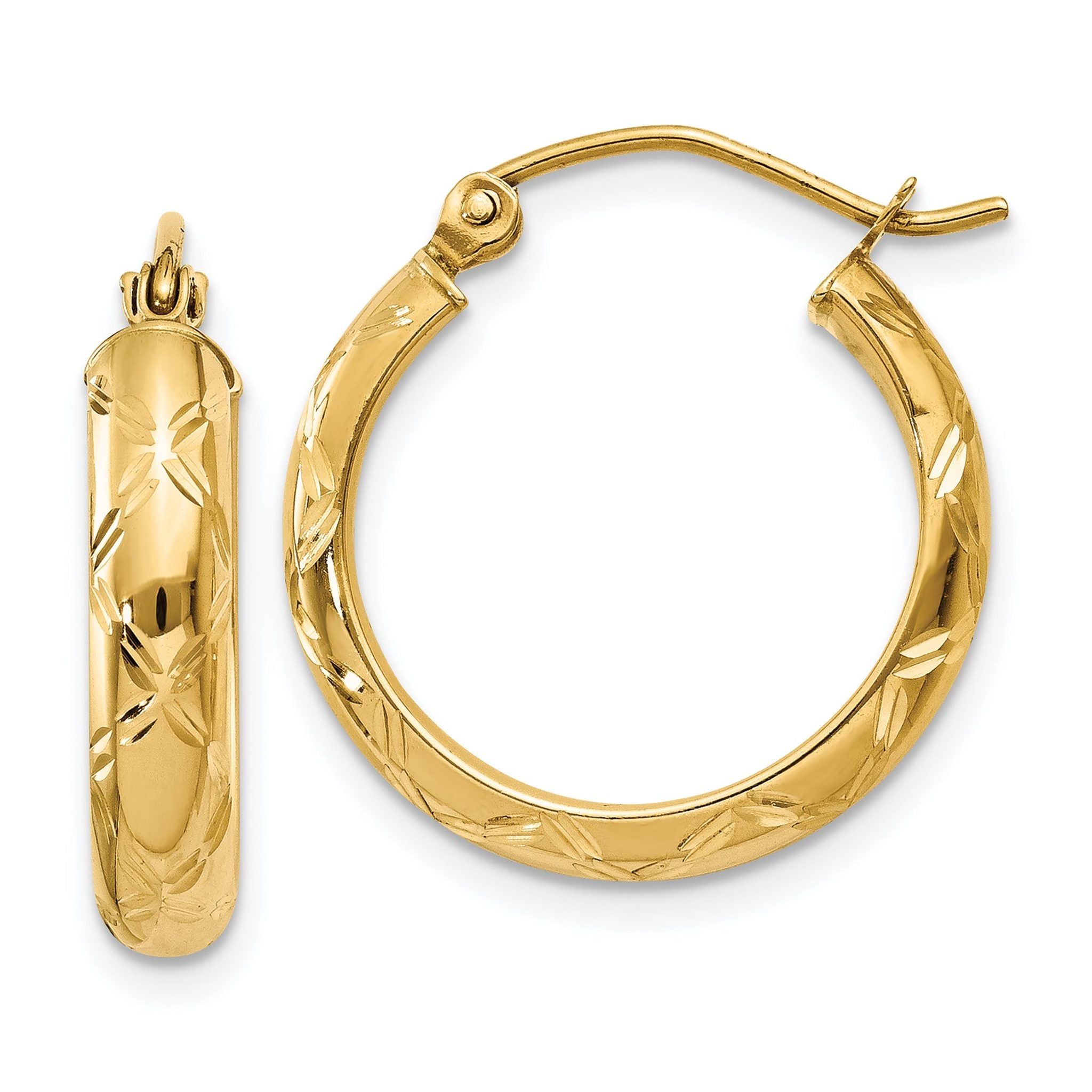 14k Diamond-cut Polished Hoop Earring Main image