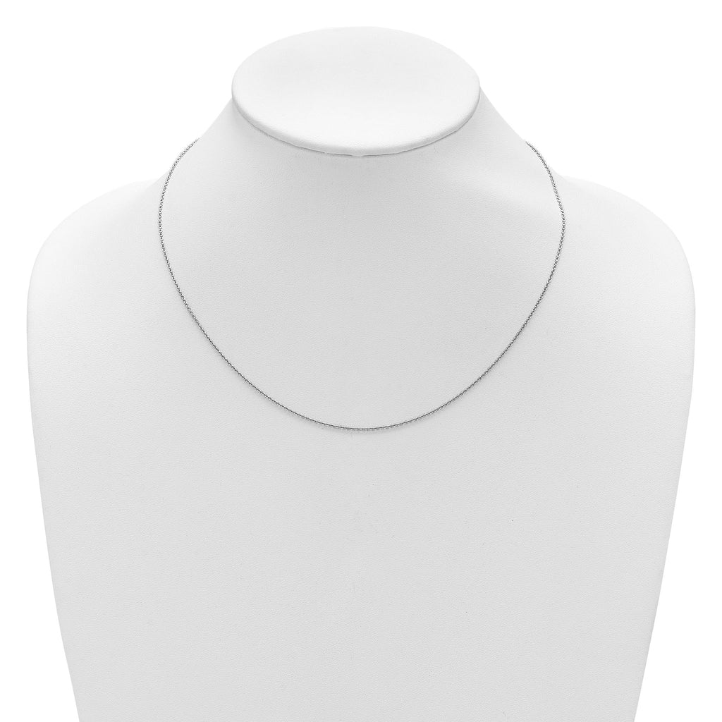 Sterling Silver Rh-plated 1.35mm Rolo 1in+1in Adjustable Chain
