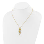14K Two-tone Polished/Dia-cut Fancy w/1in ext. Necklace