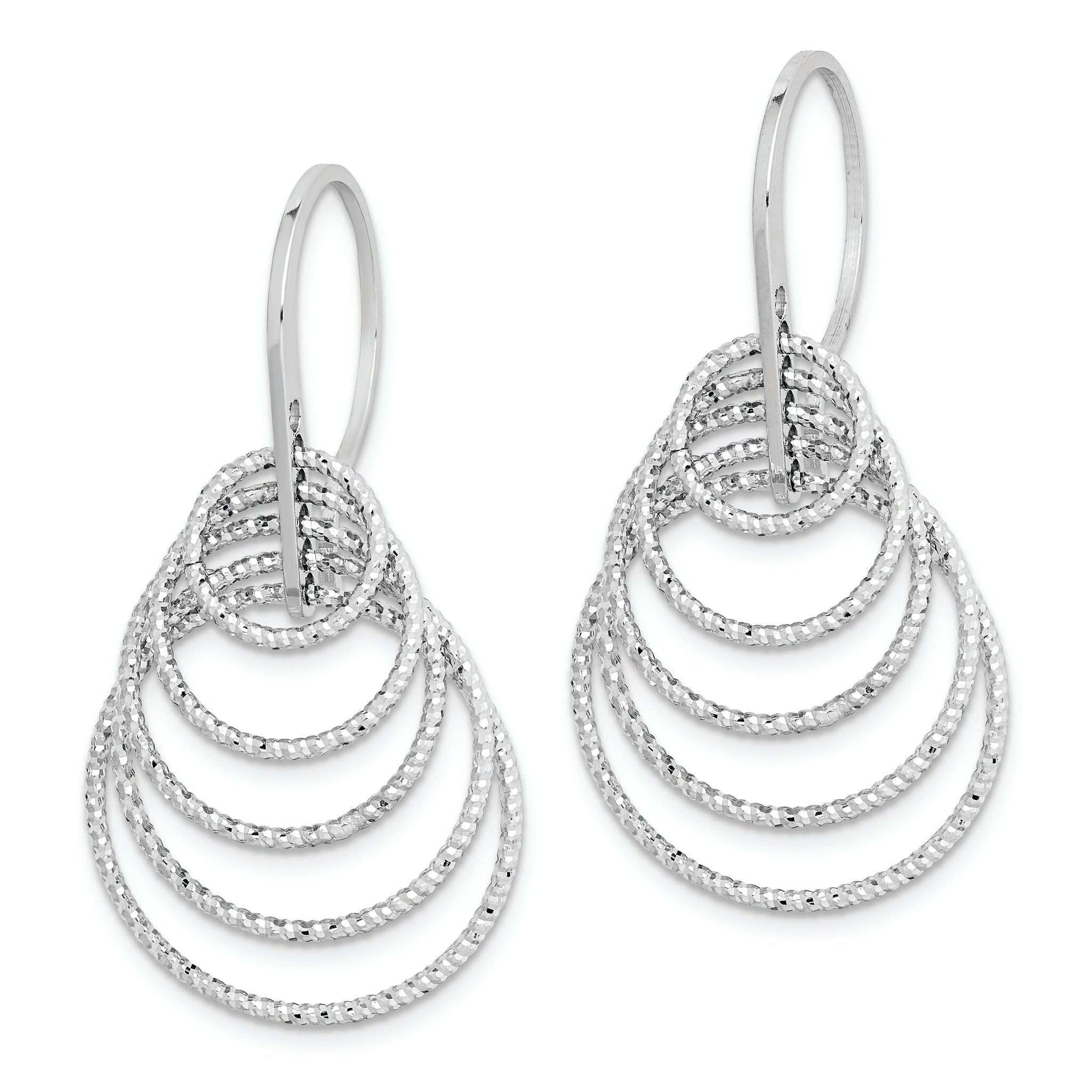 Sterling Silver Rhodium-plated D/C Graduated Circles Dangle Earrings Secondary image