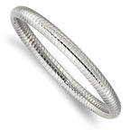 Stainless Steel Polished and Textured Hollow Bangle Bracelet for Women