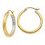 14k White Rhodium Light Square Diamond Cut Hoop Earrings