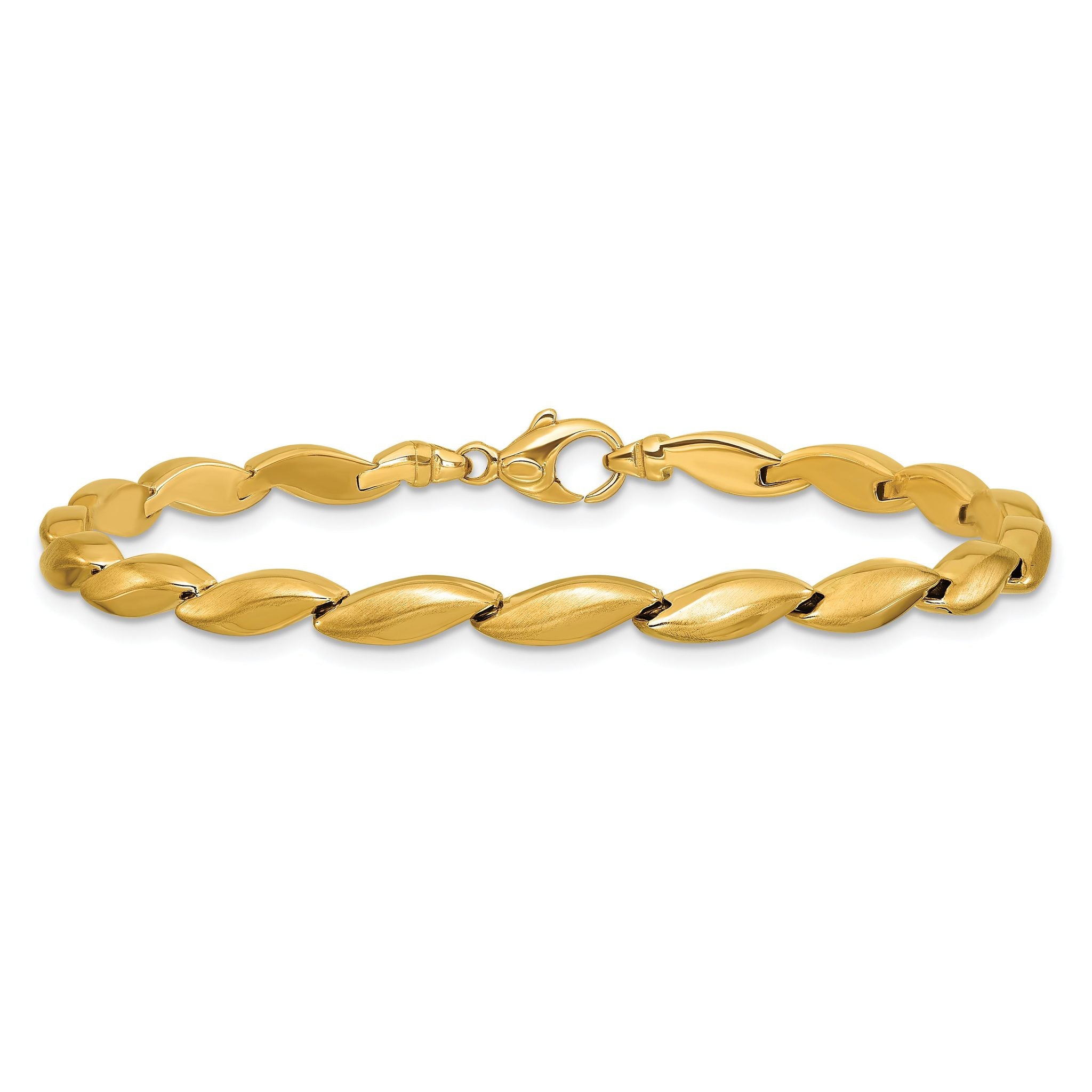 14K Polished and Satin 4.2mm Fancy Link Bracelet