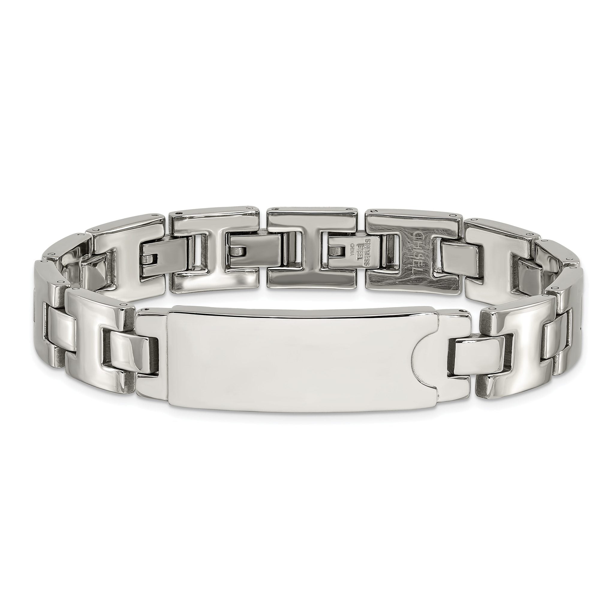 Stainless Steel Polished ID Plate Bracelet for Men