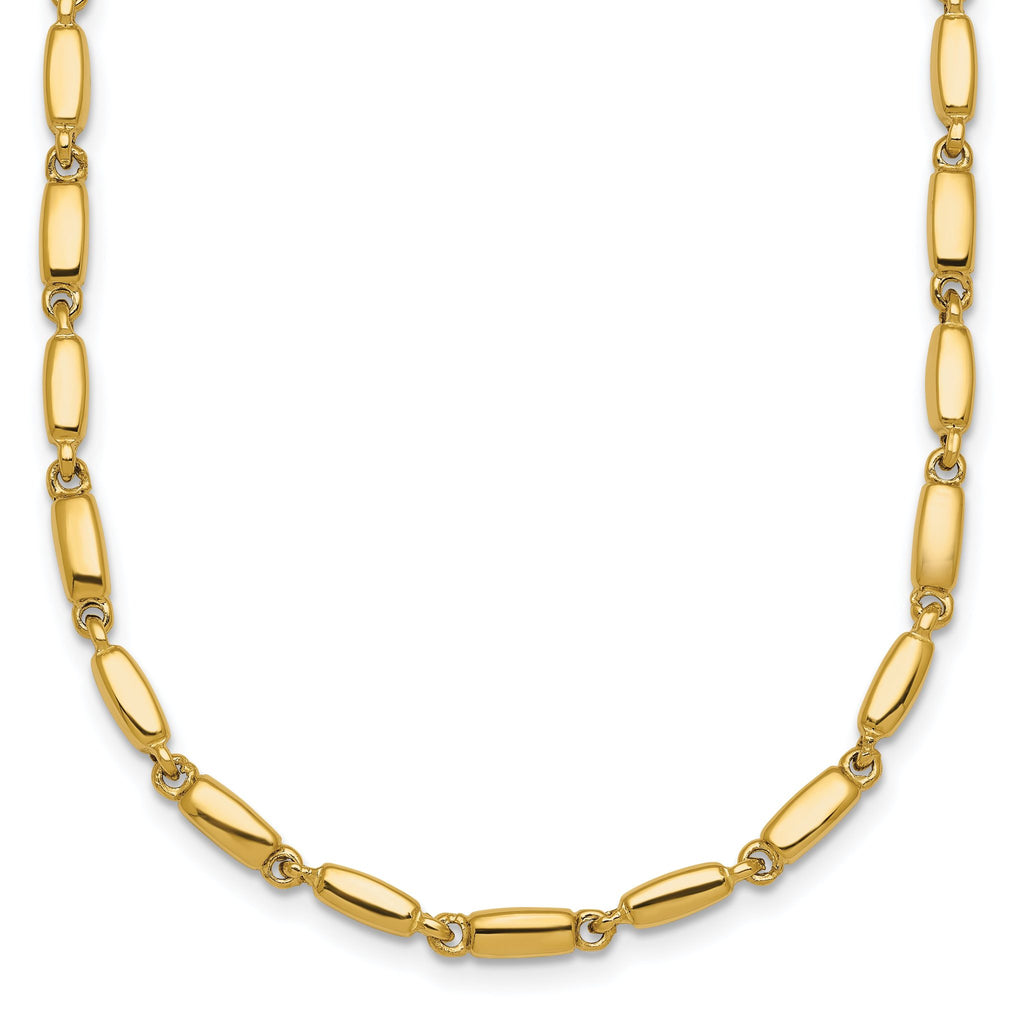 14k Polished 3mm Fancy Bar Link 18 inch Necklace