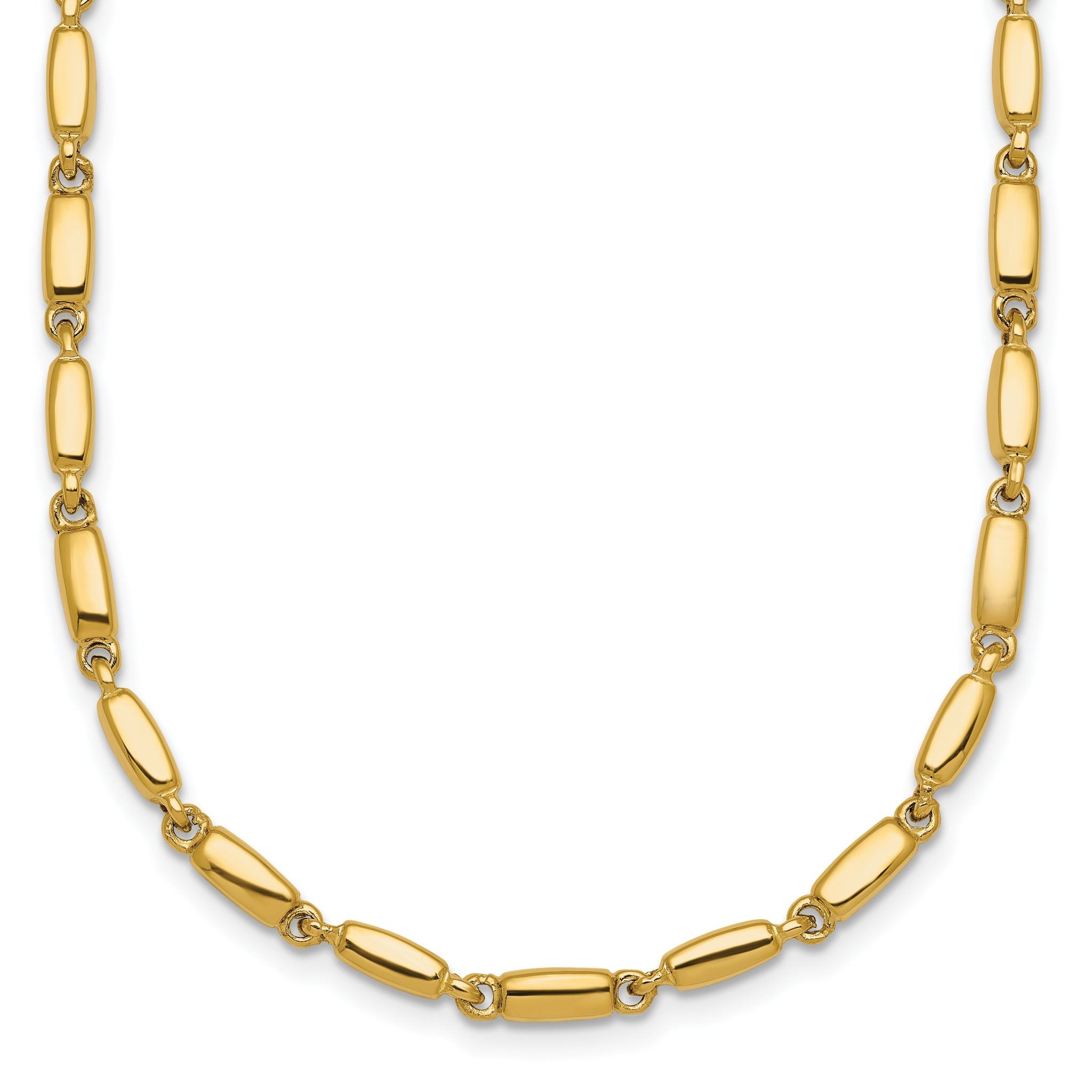 14k Polished 3mm Fancy Bar Link 18 inch Necklace