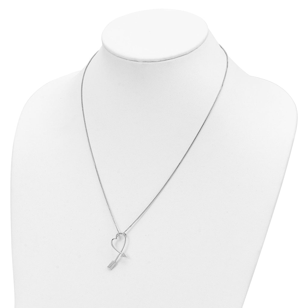 Brilliant Embers Sterling Silver CZ Arrow Heart Necklace with Extender