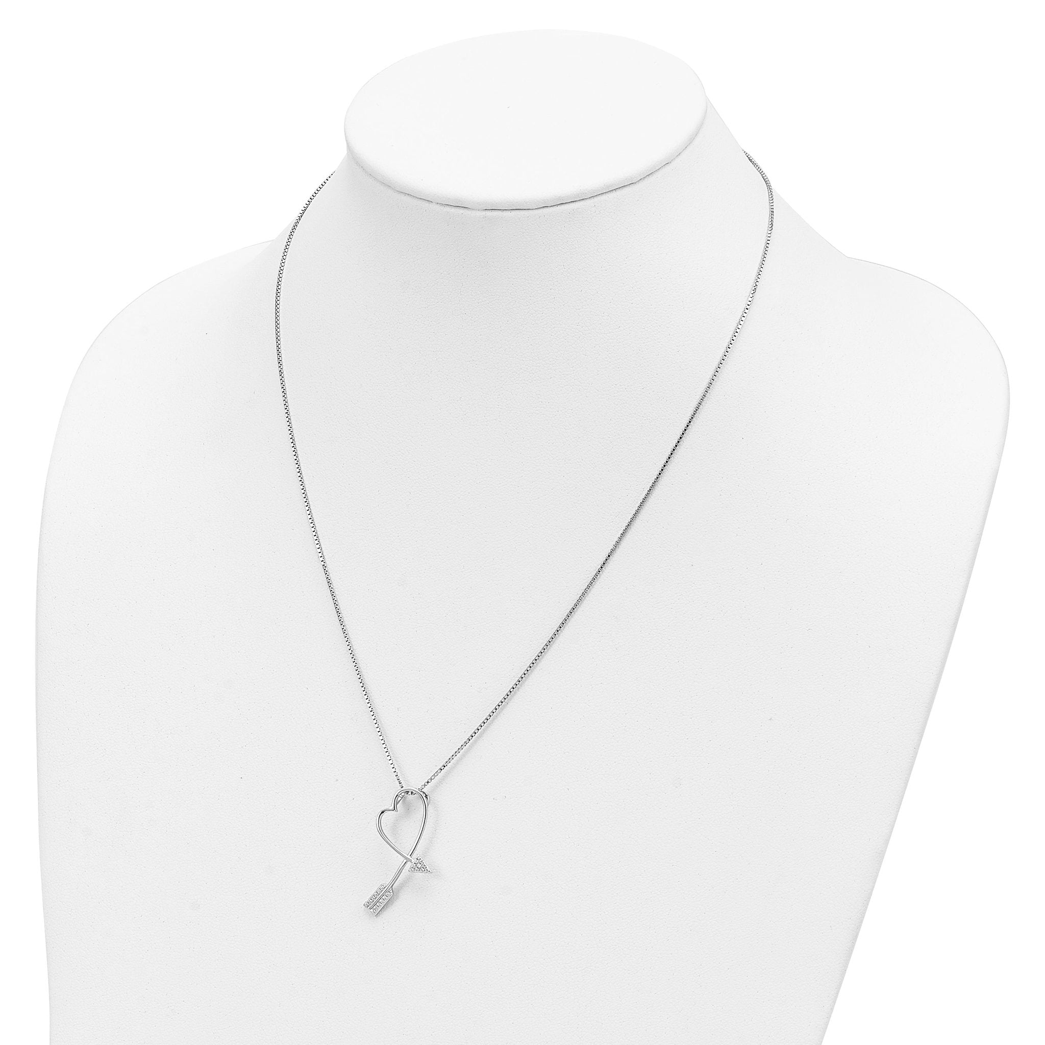Brilliant Embers Sterling Silver CZ Arrow Heart Necklace with Extender