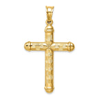14k Hollow Diamond-cut Cross Pendant