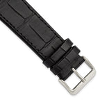 Black 18mm Matte Gator Grain Calfskin Leather with Stainless Steel Buckle 7.75 inch Watch Band