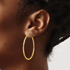 10k Diamond-cut 2mm Round Tube Hoop Earrings