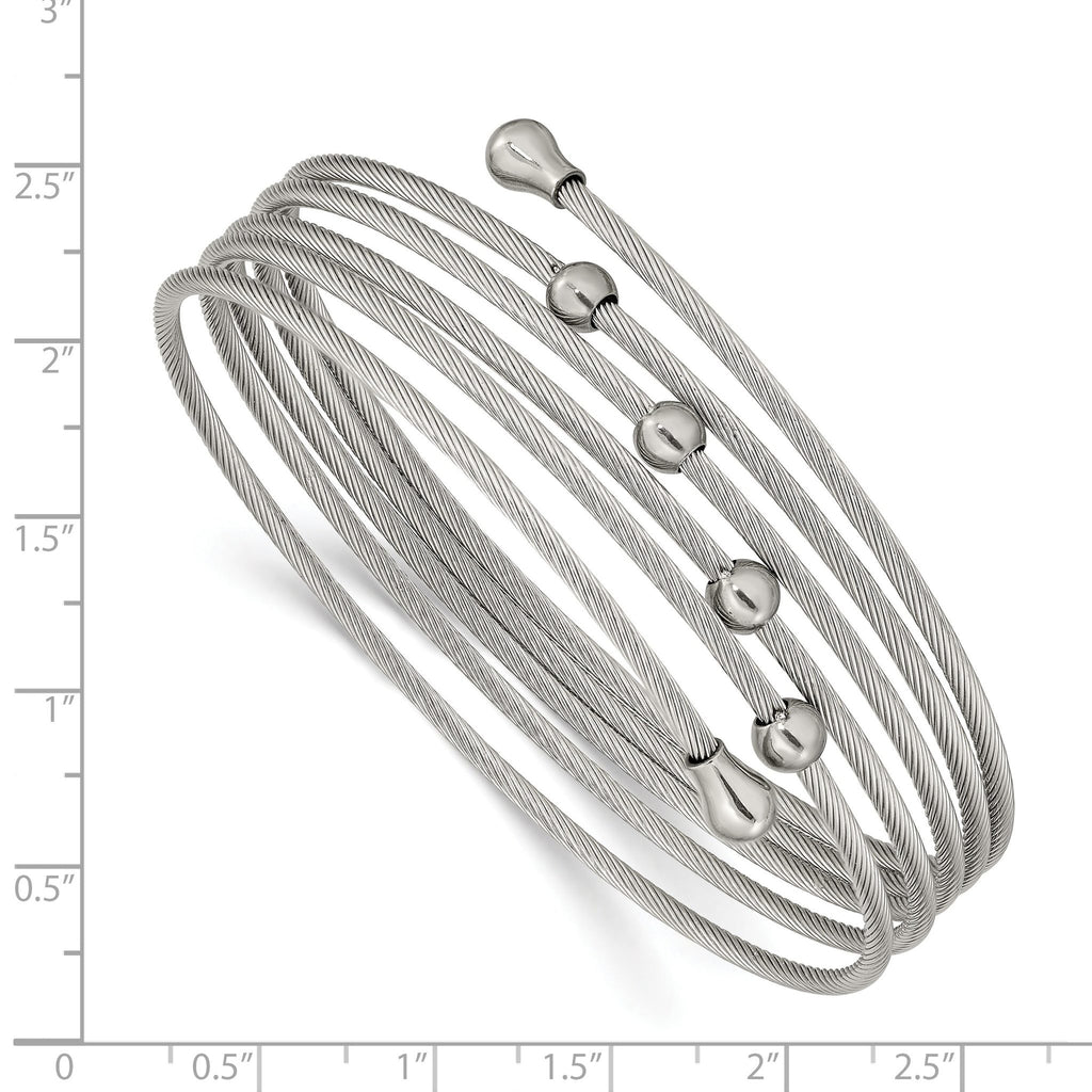 Stainless Steel Polished Flexible Coil Bangle Bracelet for Women