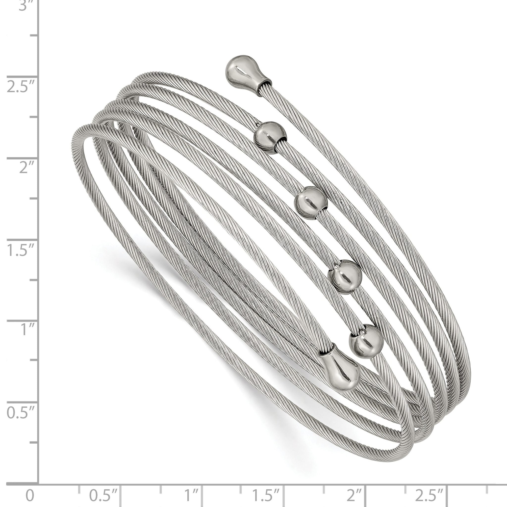 Stainless Steel Polished Flexible Coil Bangle Bracelet for Women