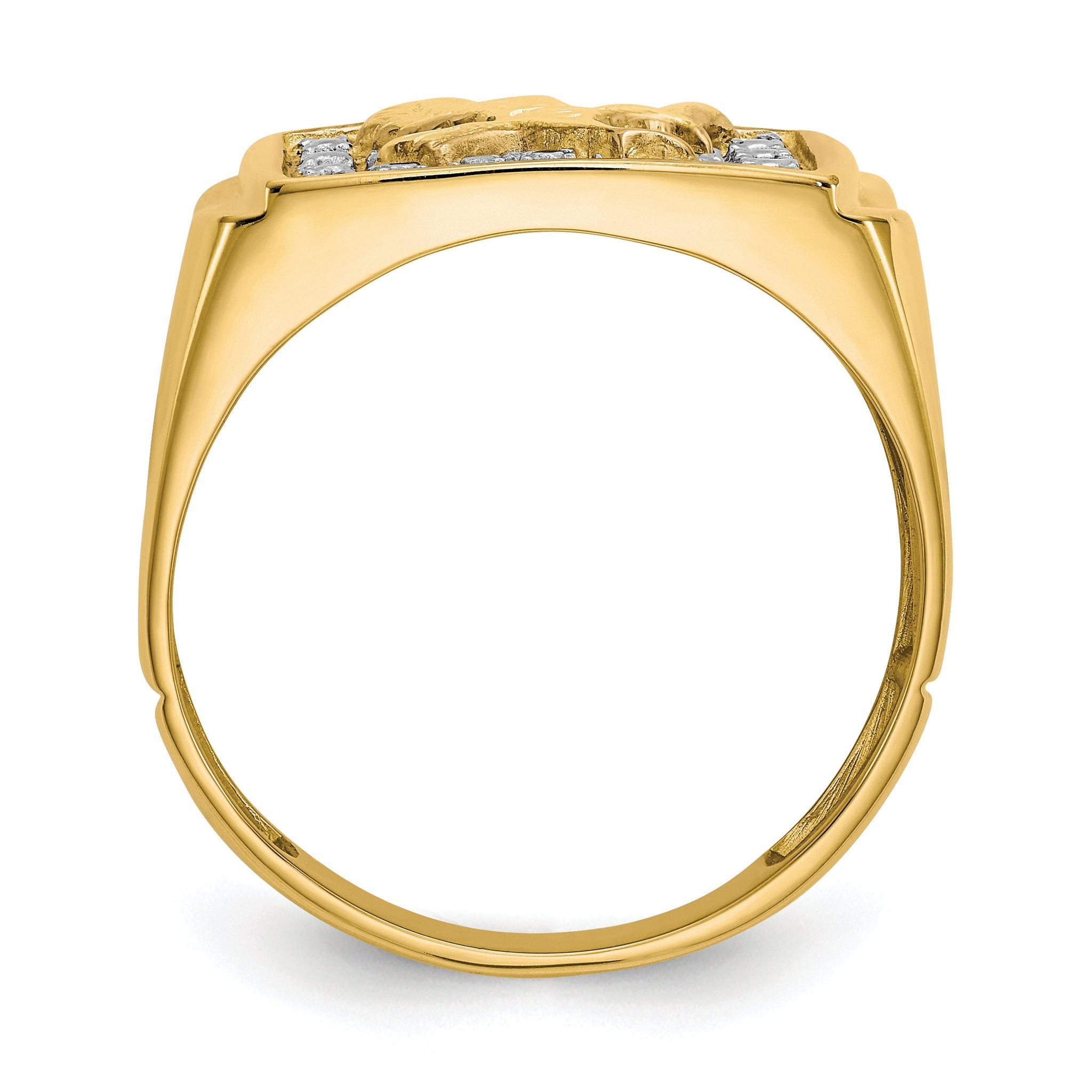 10k & Rhodium .10ct Diamond Mens Eagle Ring Secondary image