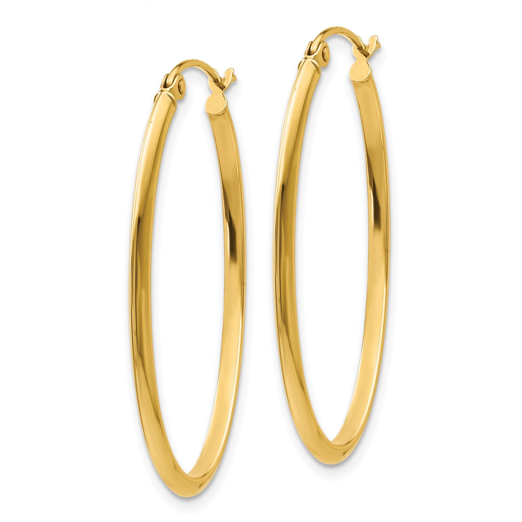 14k 2mm Oval Hoop Earrings Secondary image